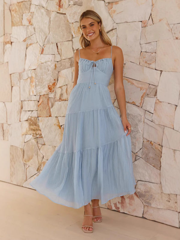 Skylight Breeze Crinkle Tiered Midi Dress