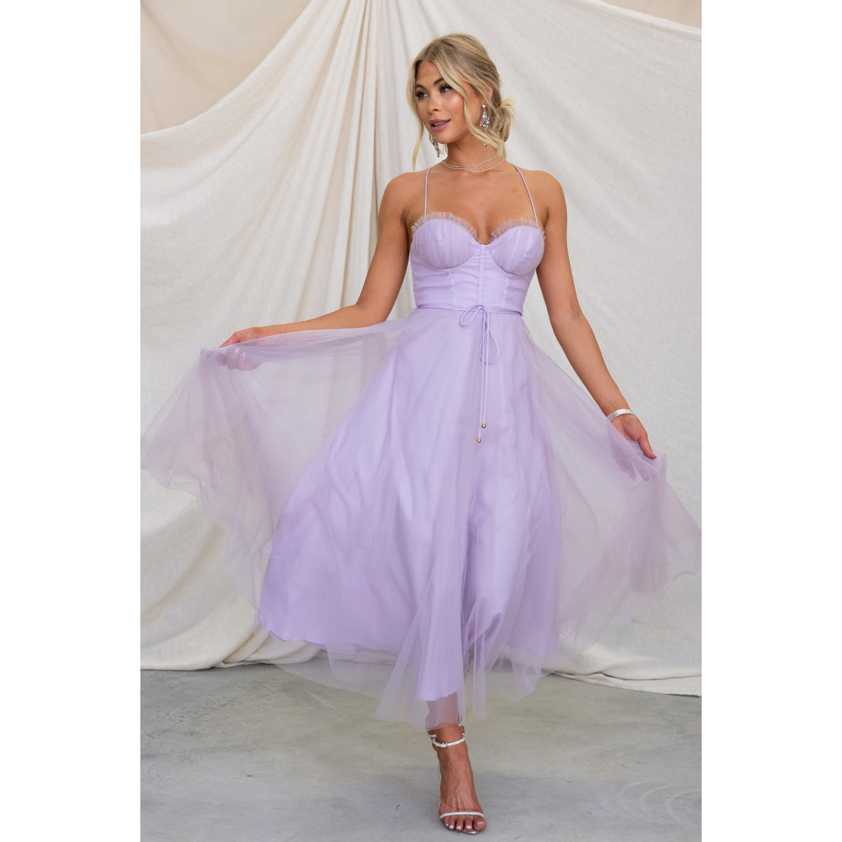 Seraphina Corset Tulle Midi Dress