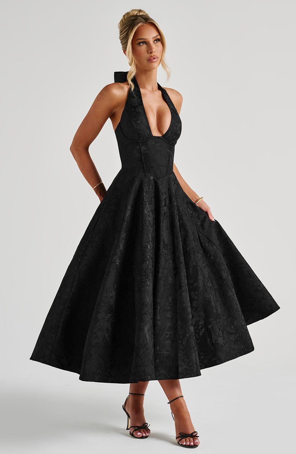Black Yarra Nights Midi Dress