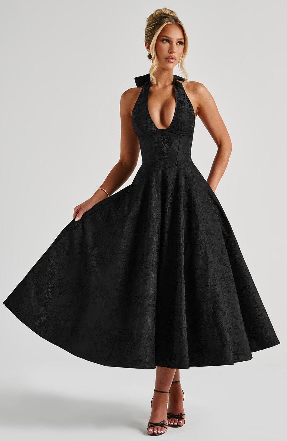 Black Yarra Nights Midi Dress