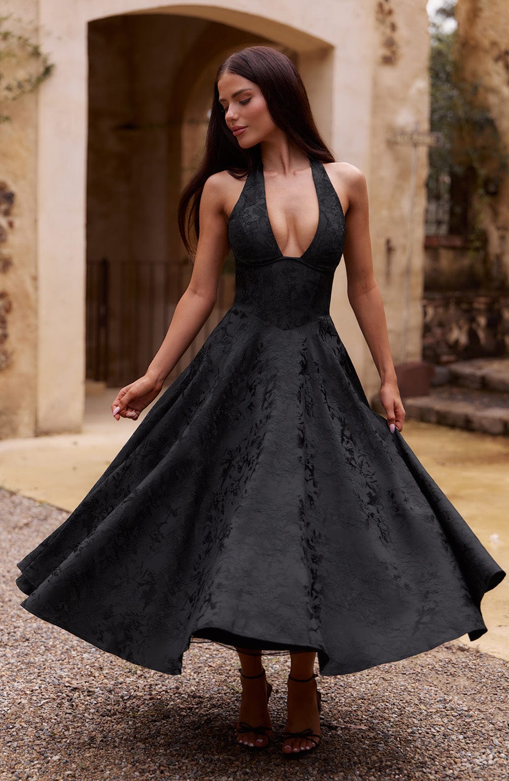 Black Yarra Nights Midi Dress