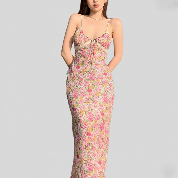 Women's Maxi Dress - Spaghetti Straps - Floral Design - Summer Elegance