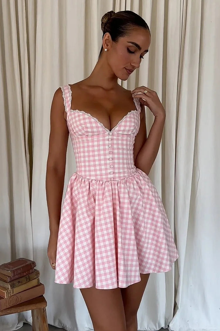 Lottie Gingham Sweetheart Mini Dress