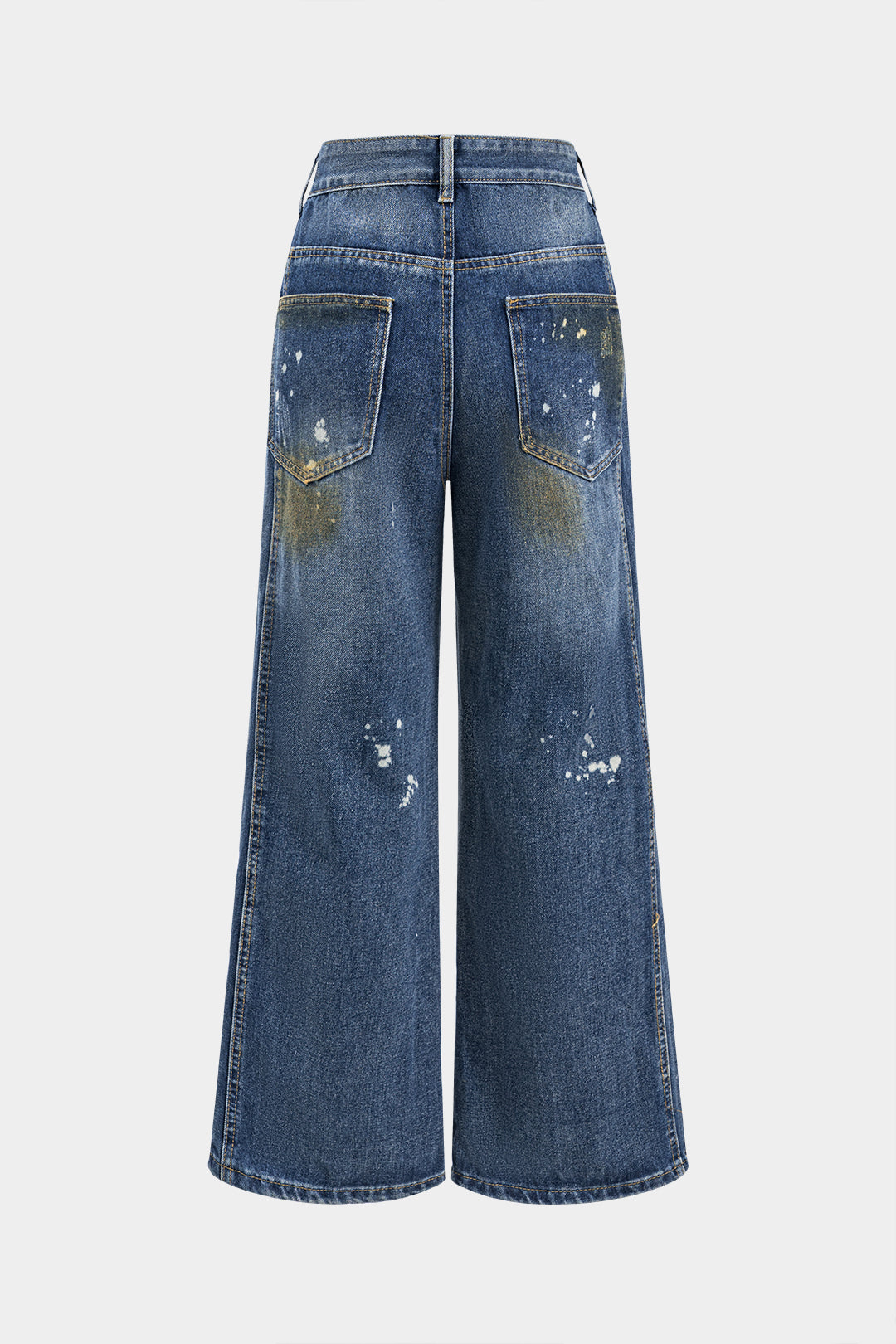 Sable Paint-Splattered Wide-Leg Jeans