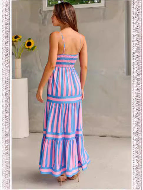 Santorini Bloom Tiered Maxi Dress