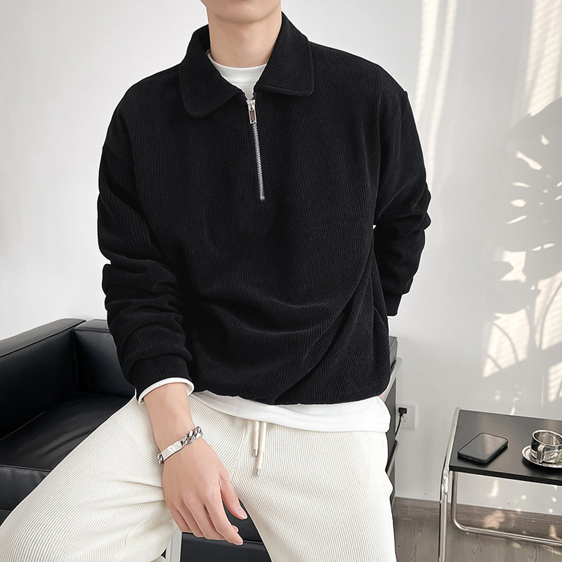 Halston Ribbed Quarter-Zip Lounge Pullover