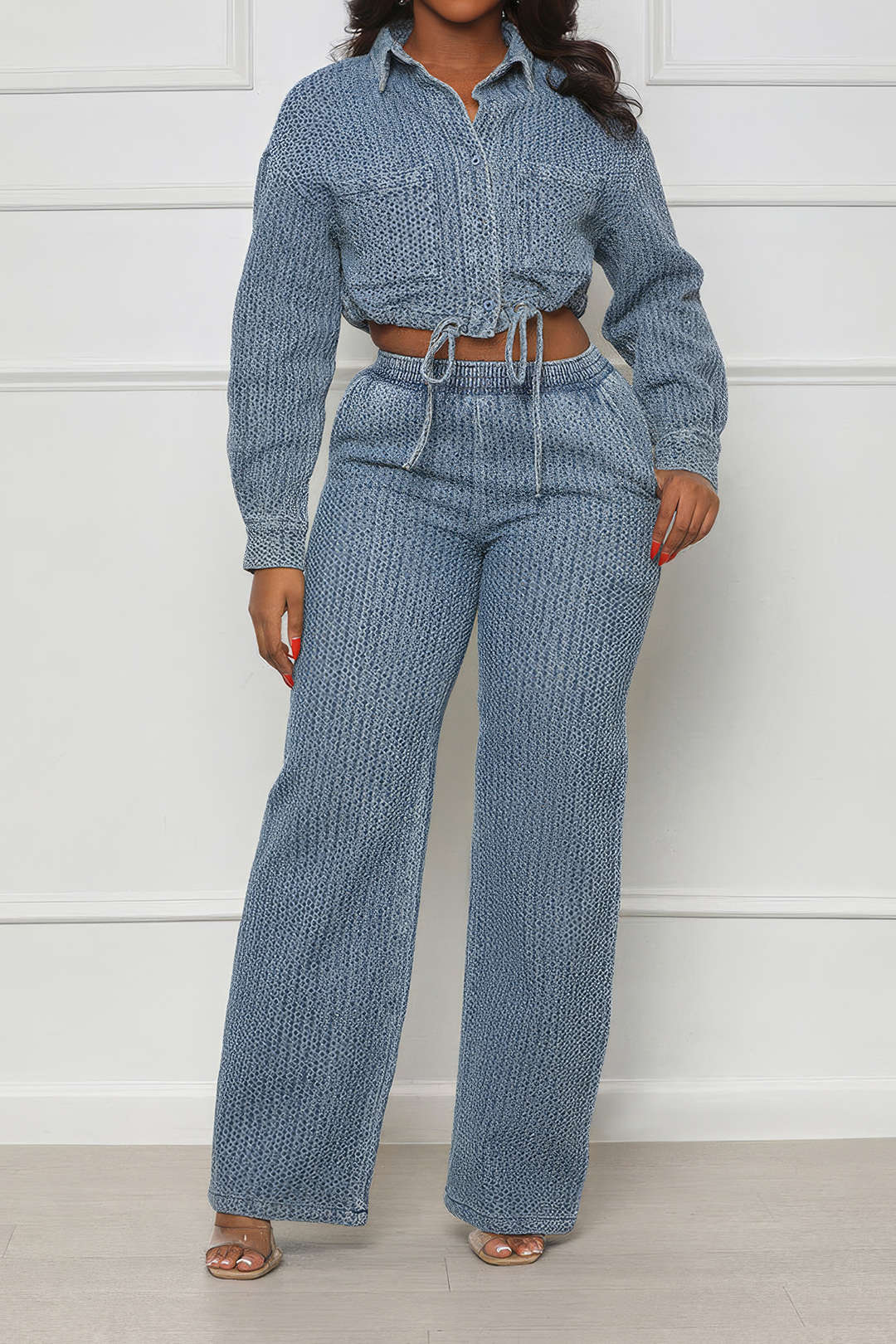 Arden Denim Drawstring Set