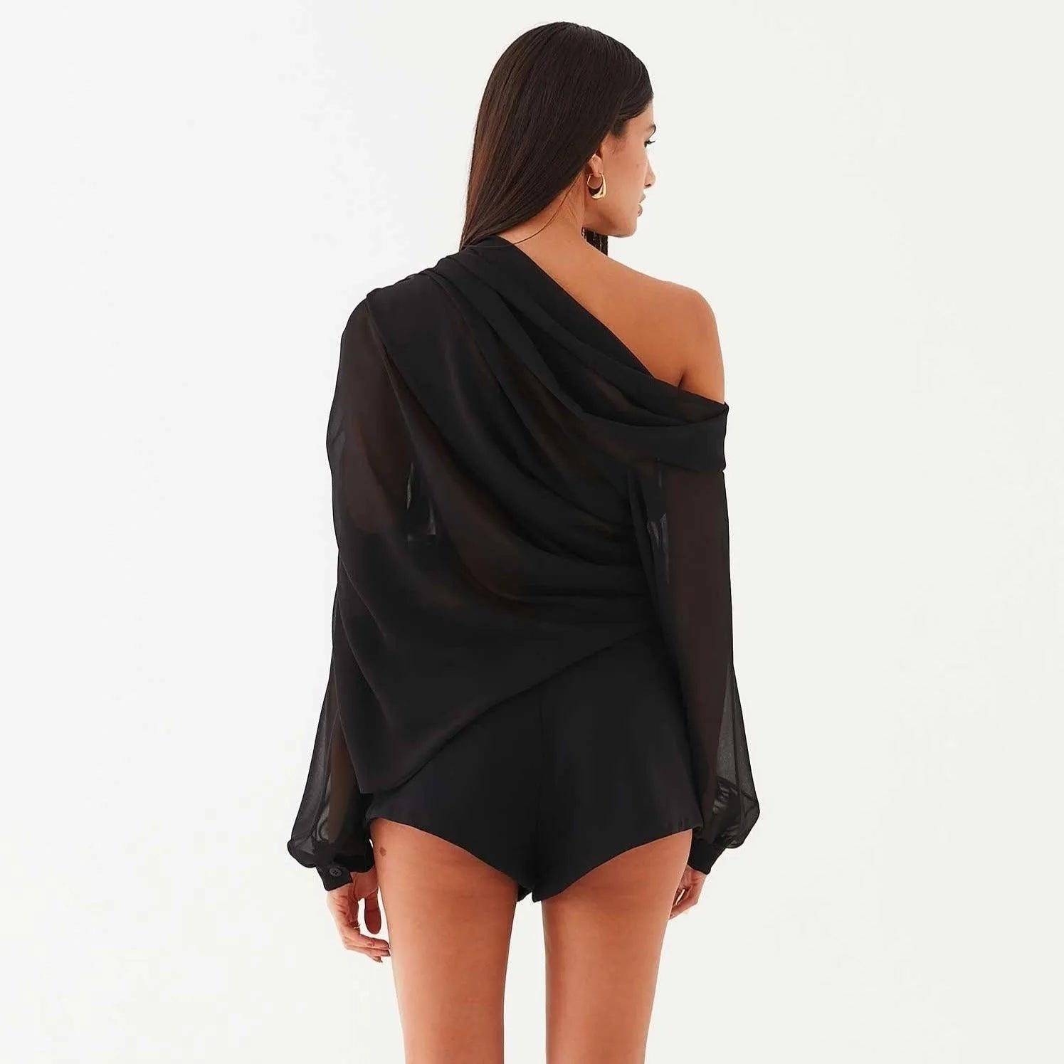 Marche Asymmetrical Draped Blouse