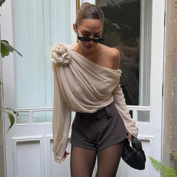 Marche Asymmetrical Draped Blouse