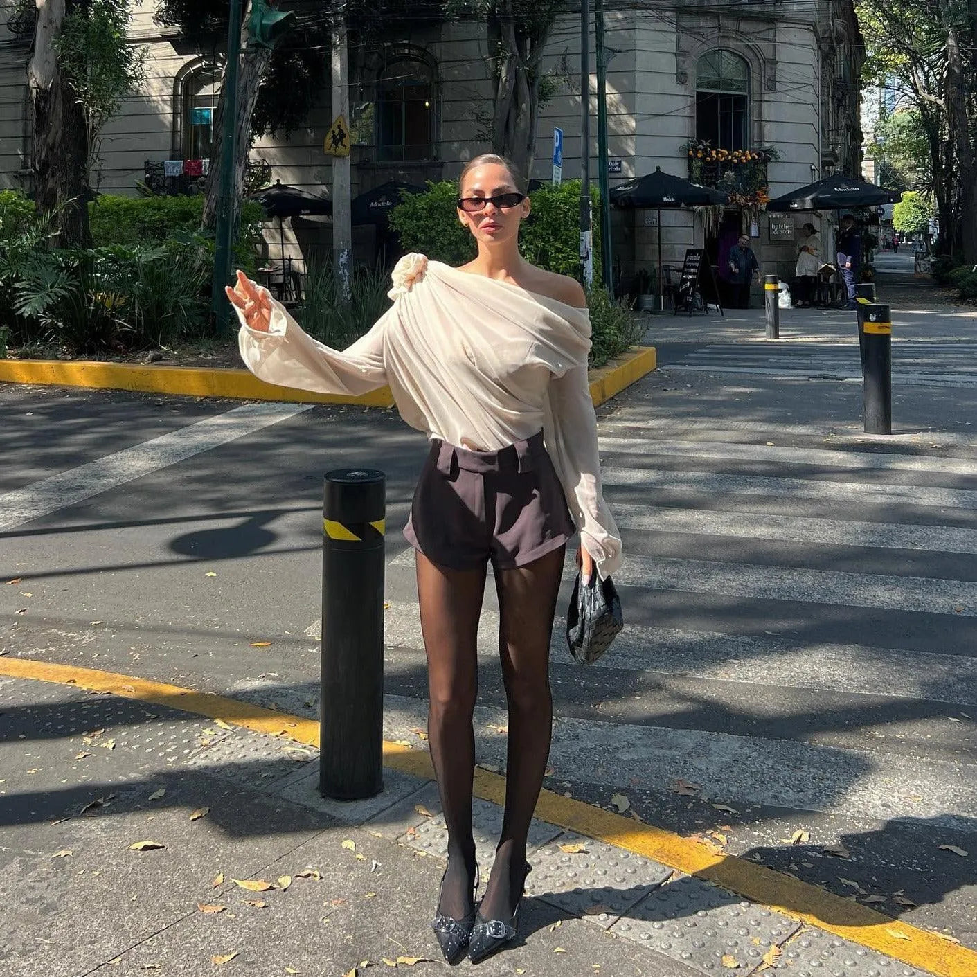 Marche Asymmetrical Draped Blouse