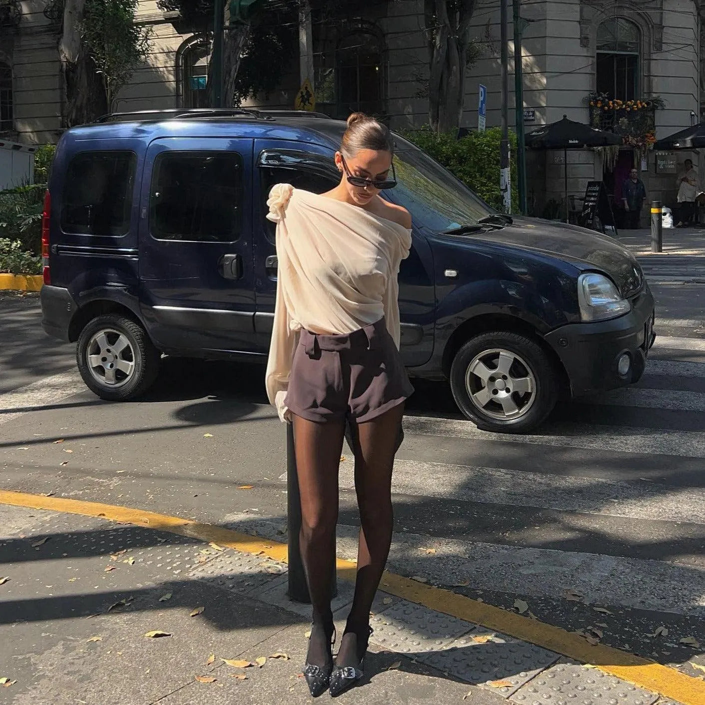 Marche Asymmetrical Draped Blouse