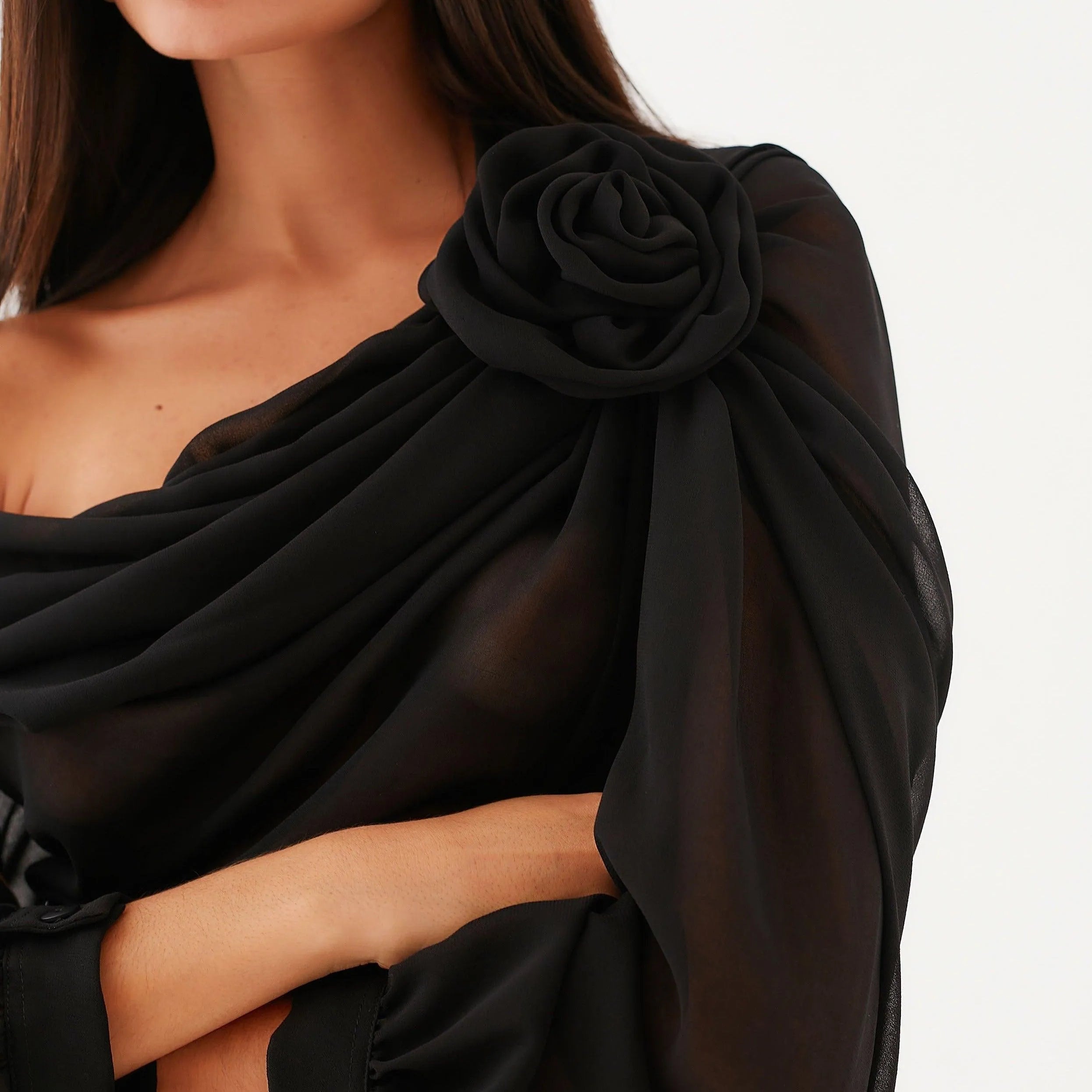 Marche Asymmetrical Draped Blouse
