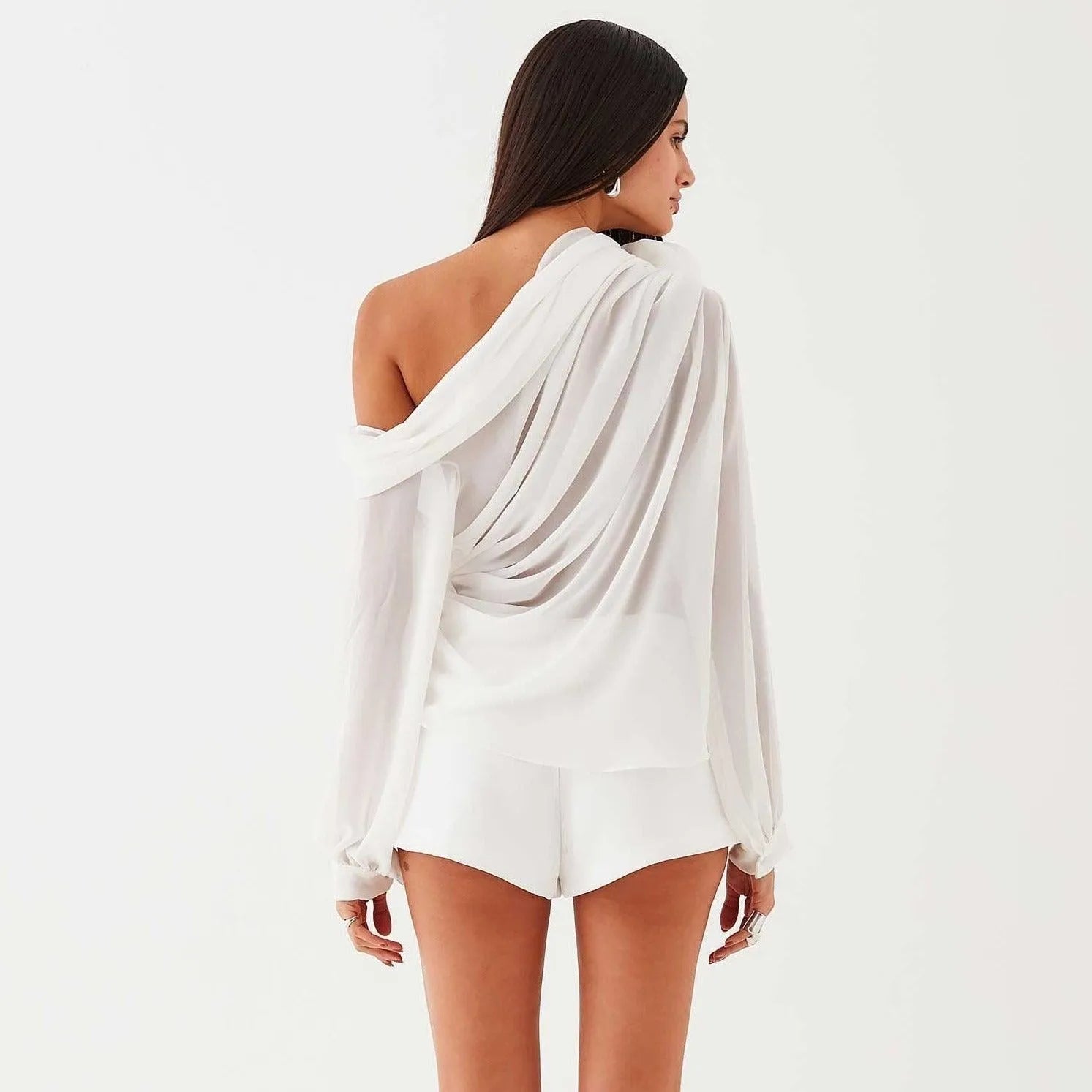 Marche Asymmetrical Draped Blouse