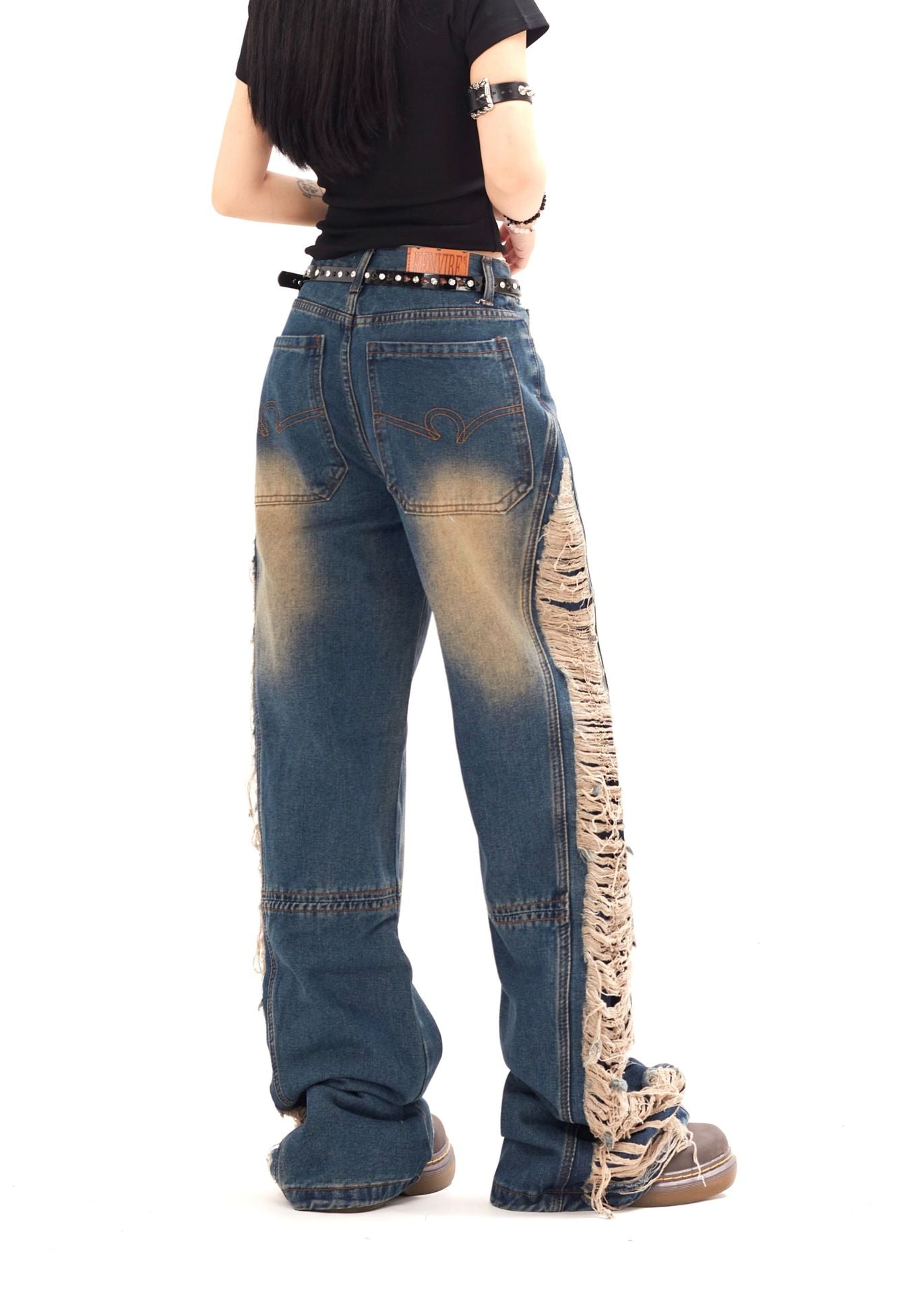 Rebel Shred Contrast Fringe Jeans