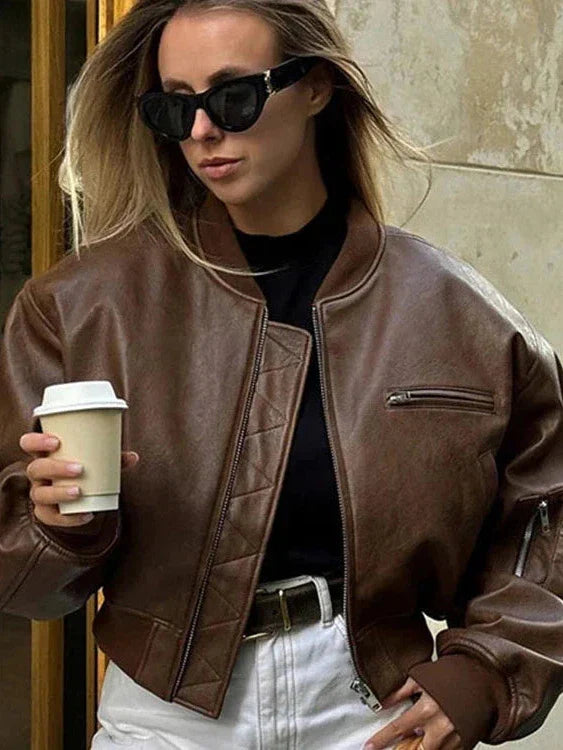 Camden Vintage Faux Leather Bomber