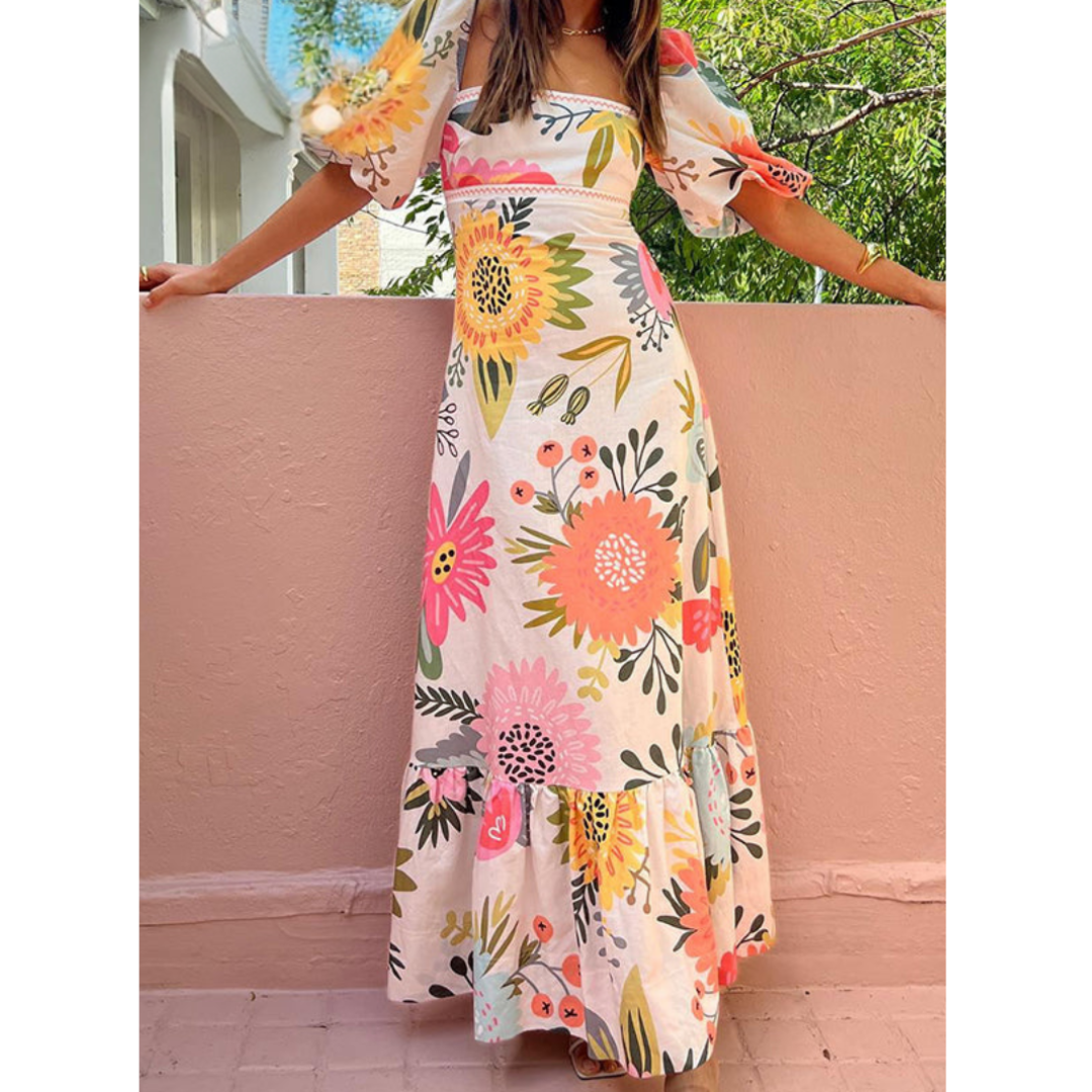 Florence Bloom Puff Sleeve Maxi Dress