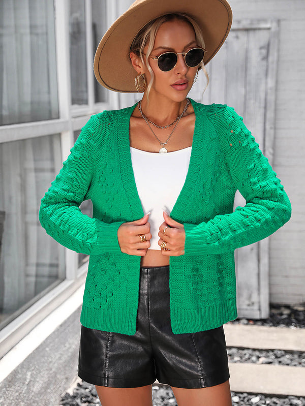 Green Stonehaven Textured Knit Cardigan
