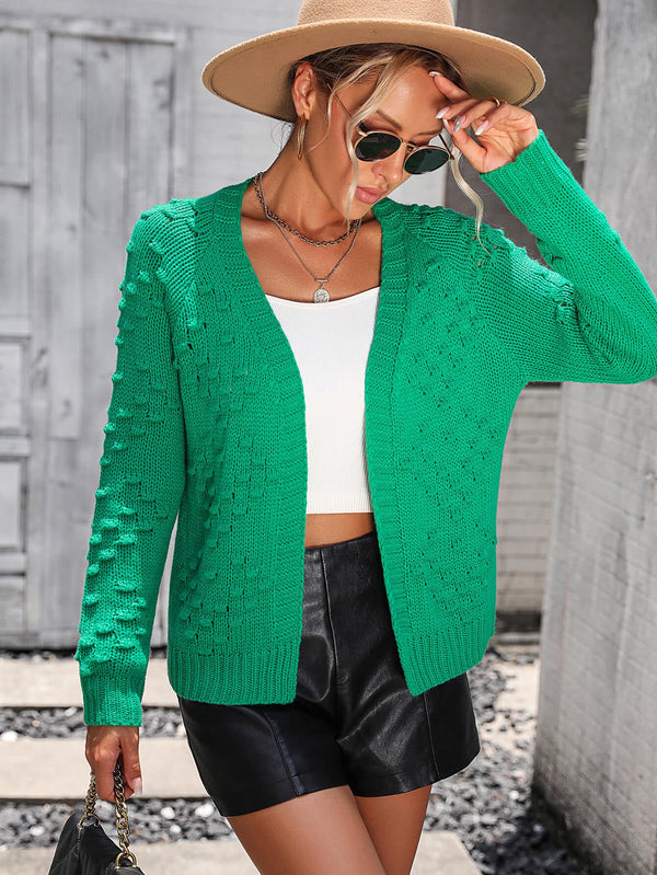 Green Stonehaven Textured Knit Cardigan