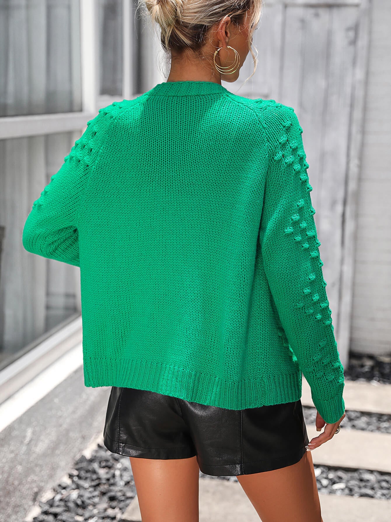 Green Stonehaven Textured Knit Cardigan
