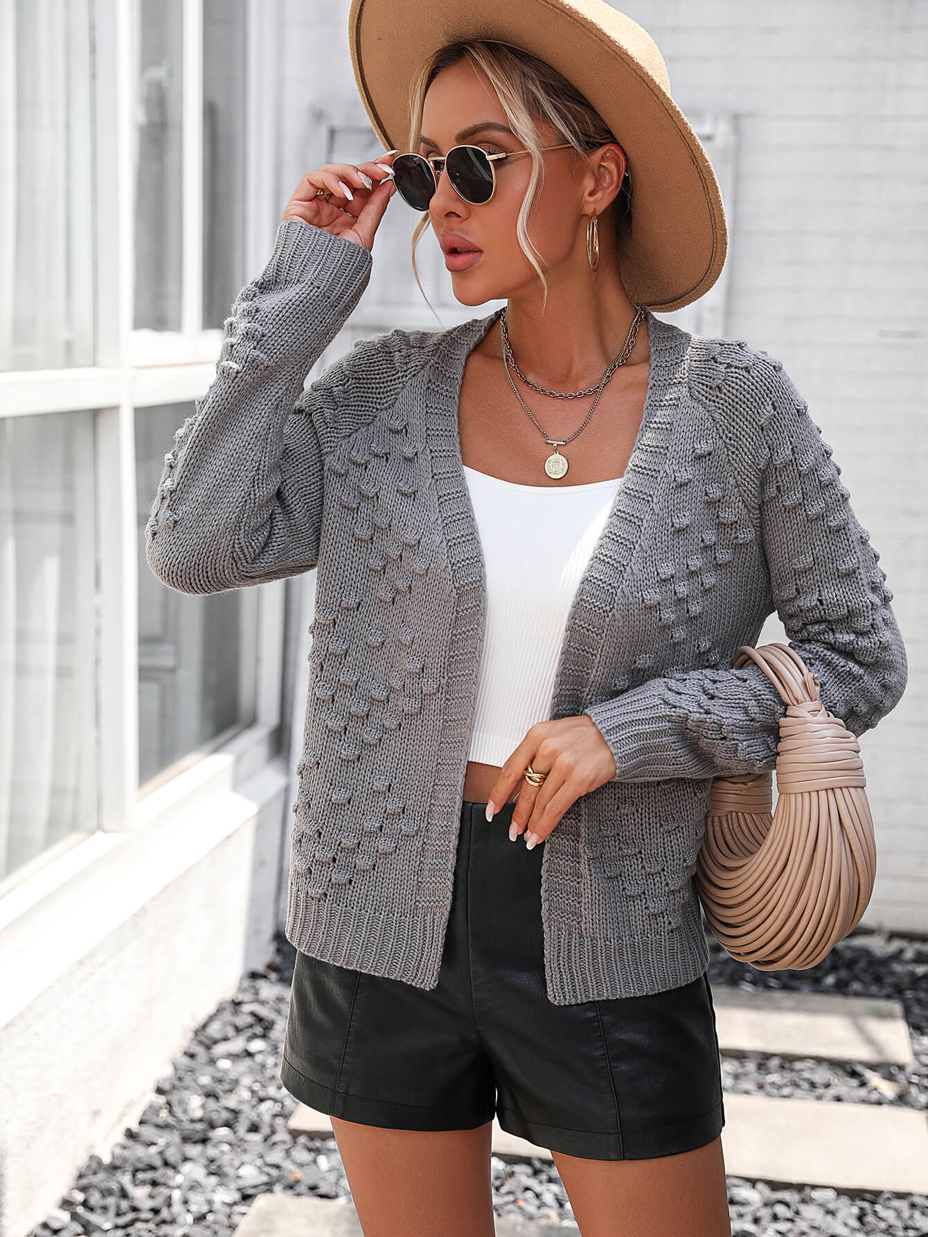 Grey Stonehaven Textured Knit Cardigan