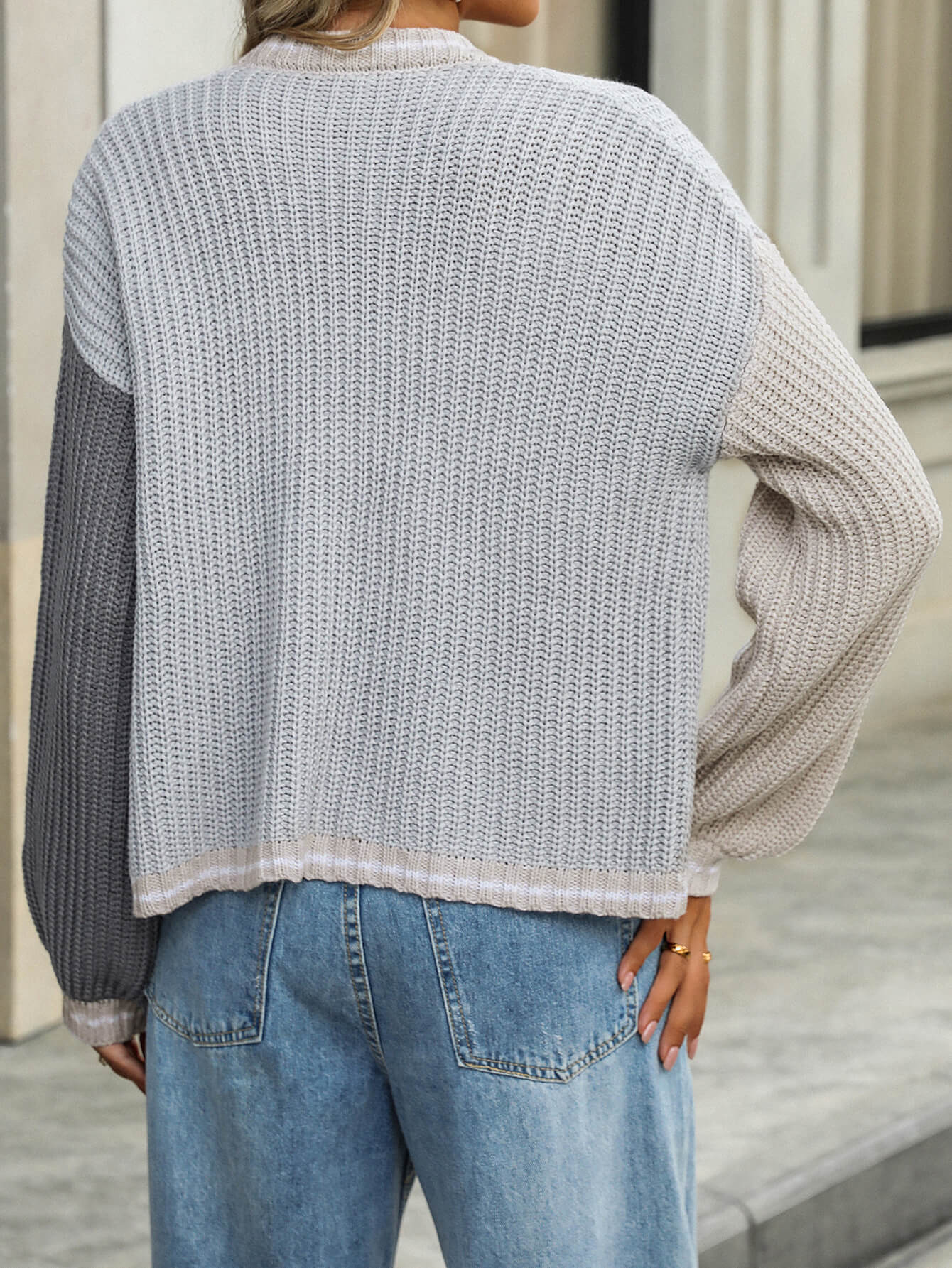 Grey Metro Dusk Colourblock Cardigan