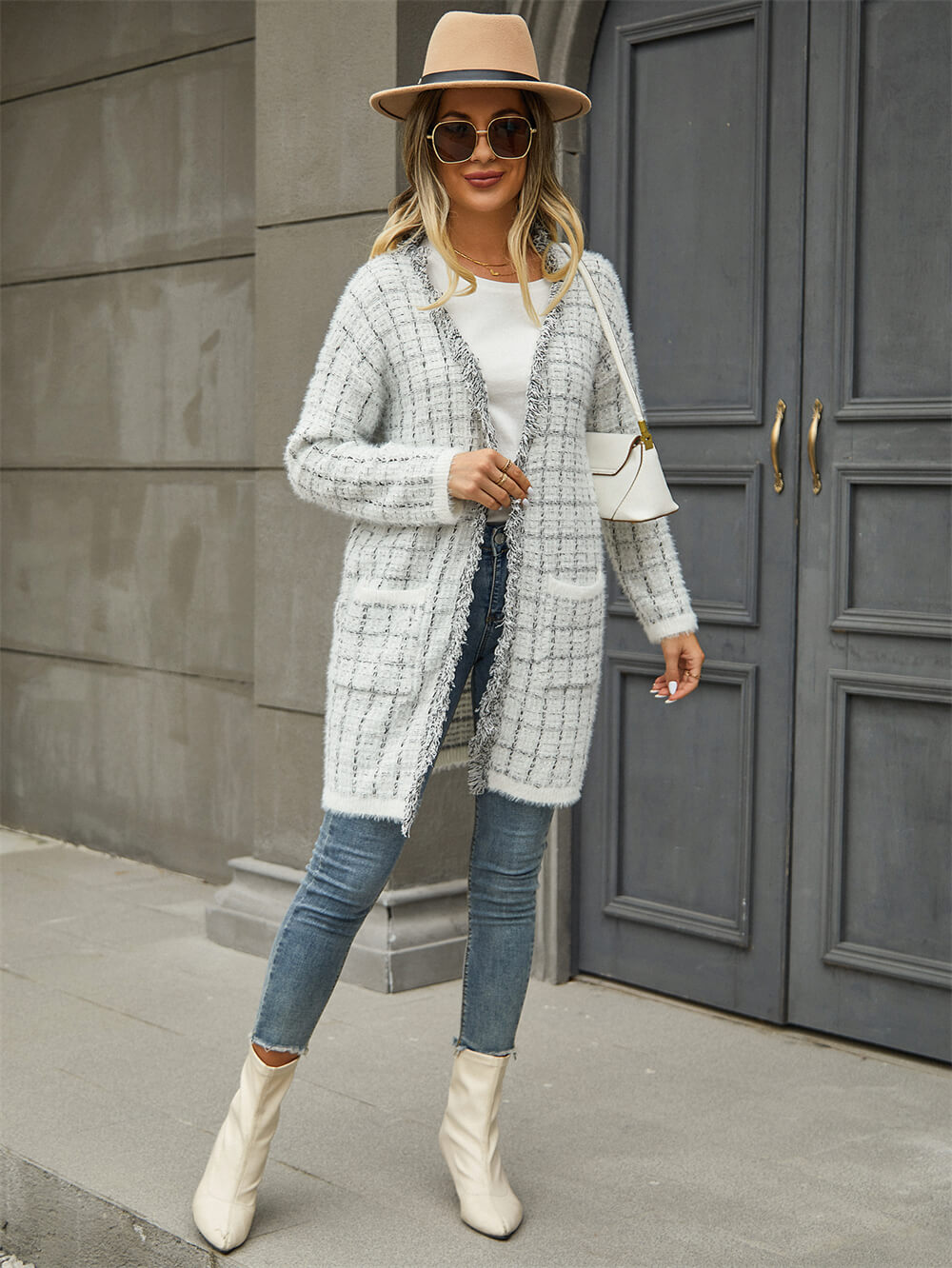 Grey Bellevue Days Tweed Cardigan