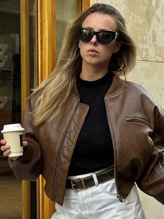Camden Vintage Faux Leather Bomber