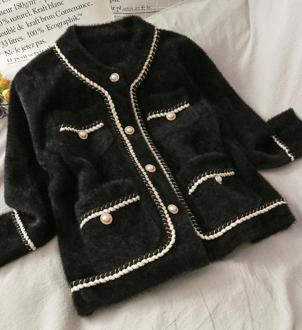 Seraphine Chain Trim Tweed Cardigan
