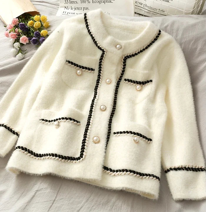 Seraphine Chain Trim Tweed Cardigan