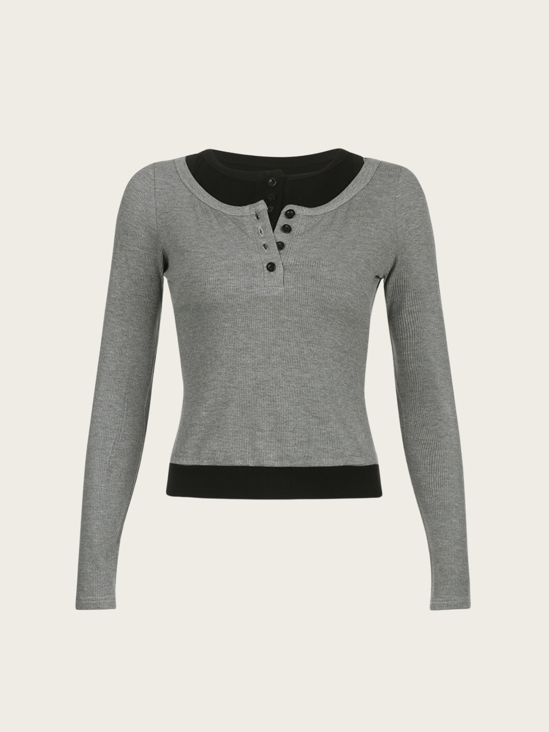 Rhea Contrast Button Knit Top