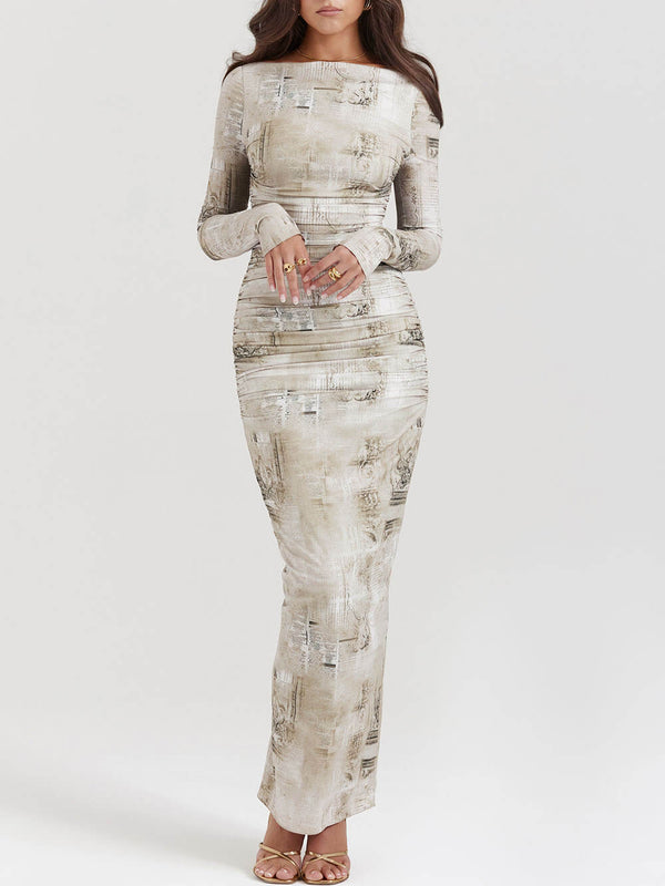 Seraphina Marble Print Maxi Dress