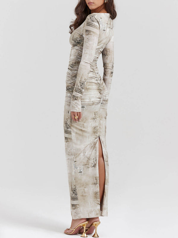 Seraphina Marble Print Maxi Dress