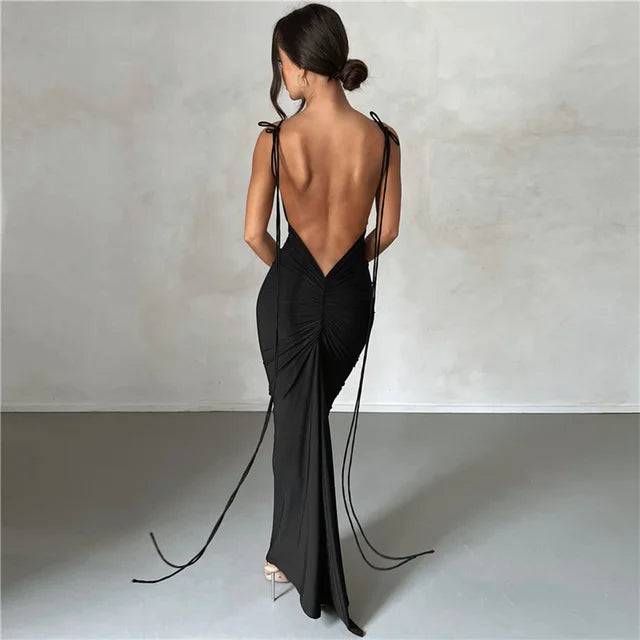 Blossom String Ruched Maxi Dress