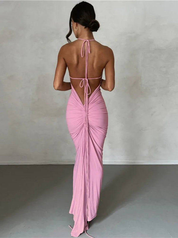Blossom String Ruched Maxi Dress