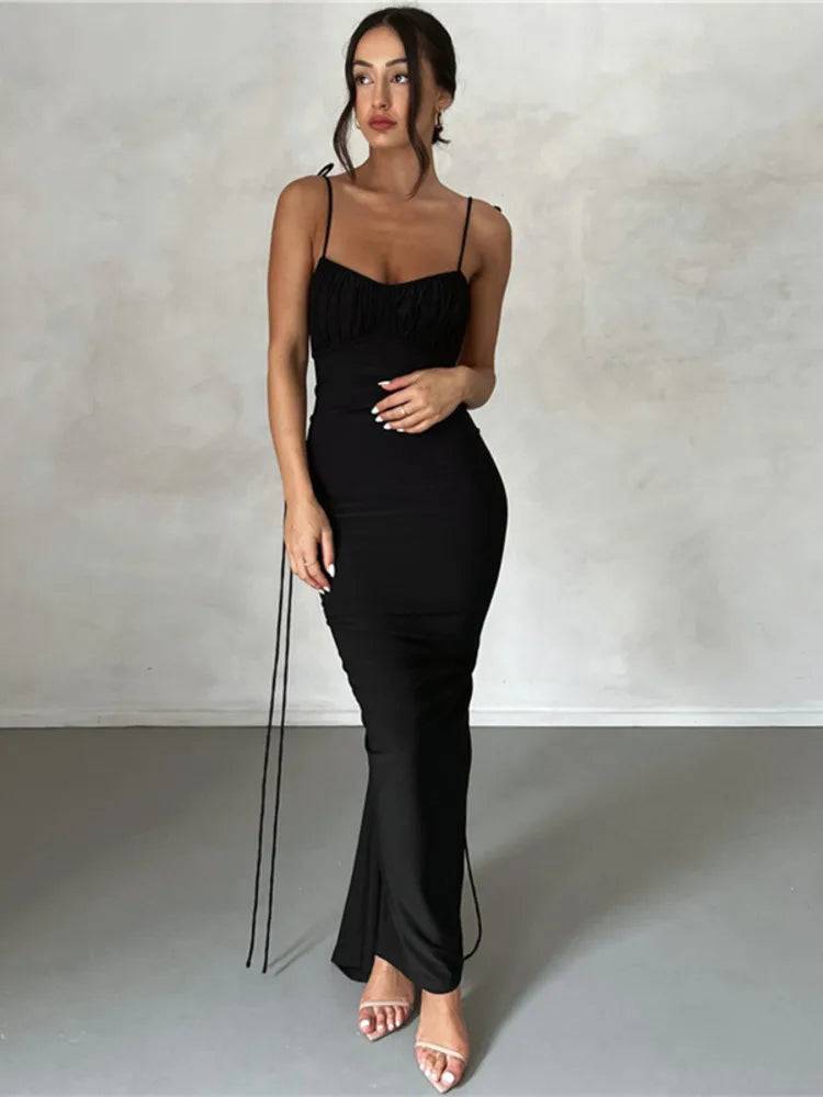 Blossom String Ruched Maxi Dress