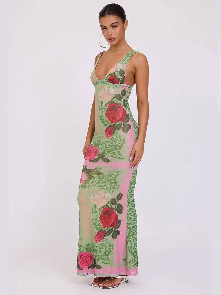 Rosabella Sheer Bloom Maxi Dress