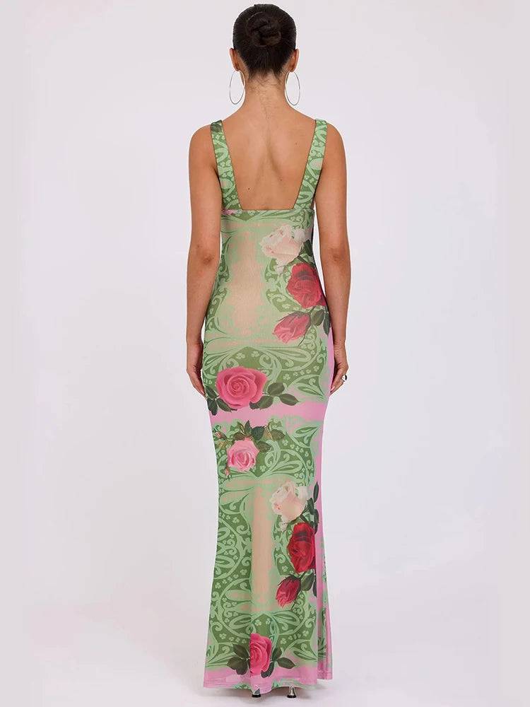Rosabella Sheer Bloom Maxi Dress