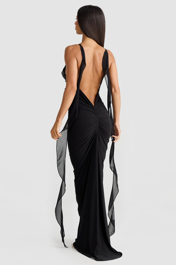 Midnight Reverie Ruffle Maxi Dress