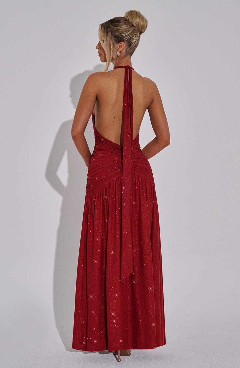 Red Seraphina Halter Maxi Dress