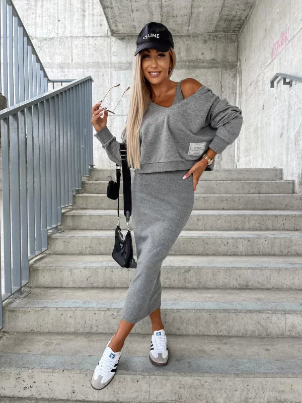 Off-Duty Luxe Ribbed Midi Set