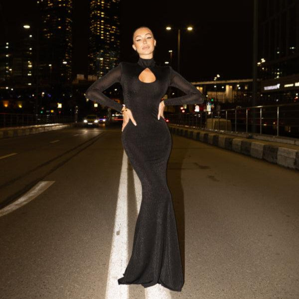 Vesper Keyhole Shimmer Maxi Dress
