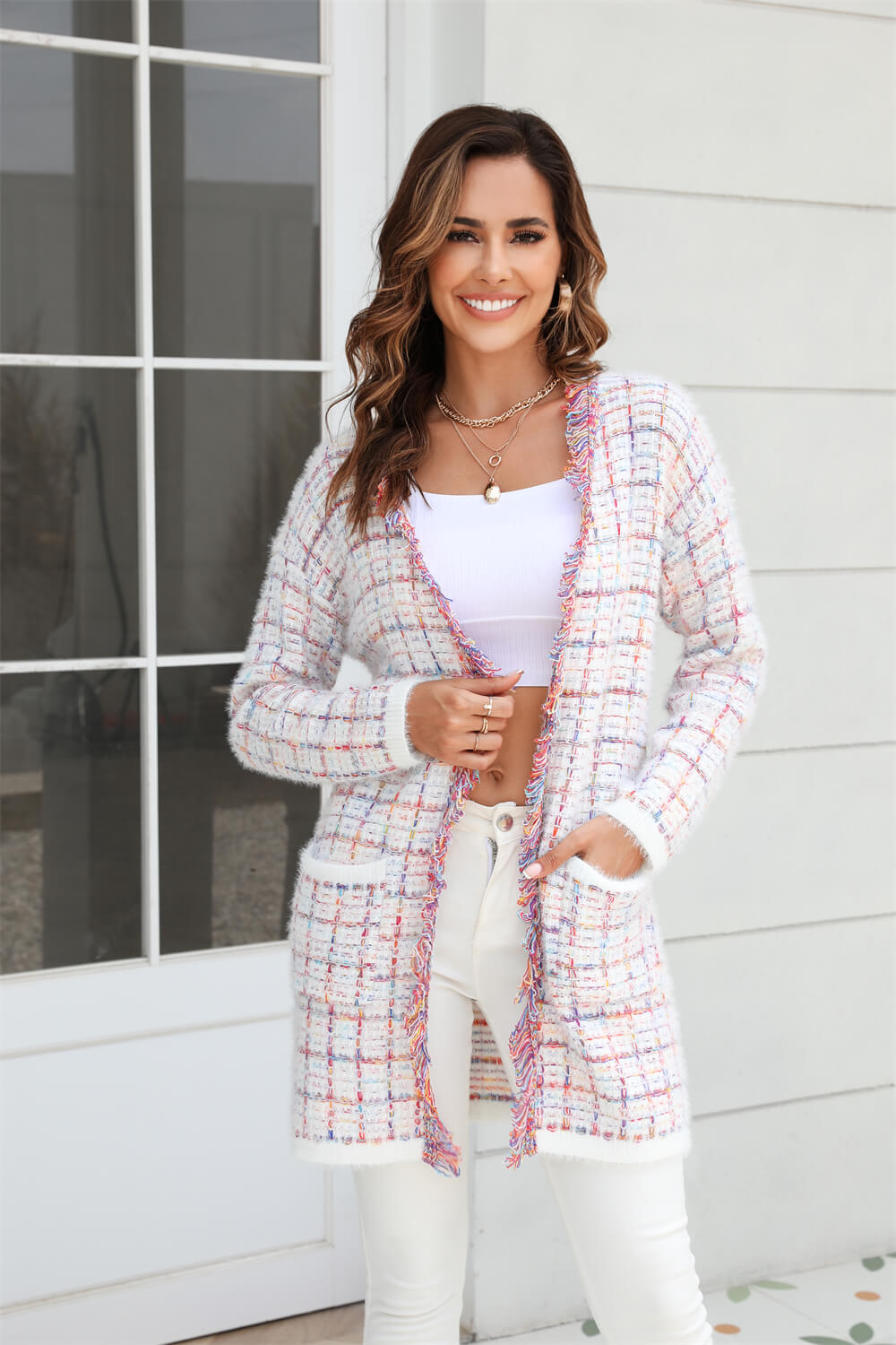 Pink Bellevue Days Tweed Cardigan