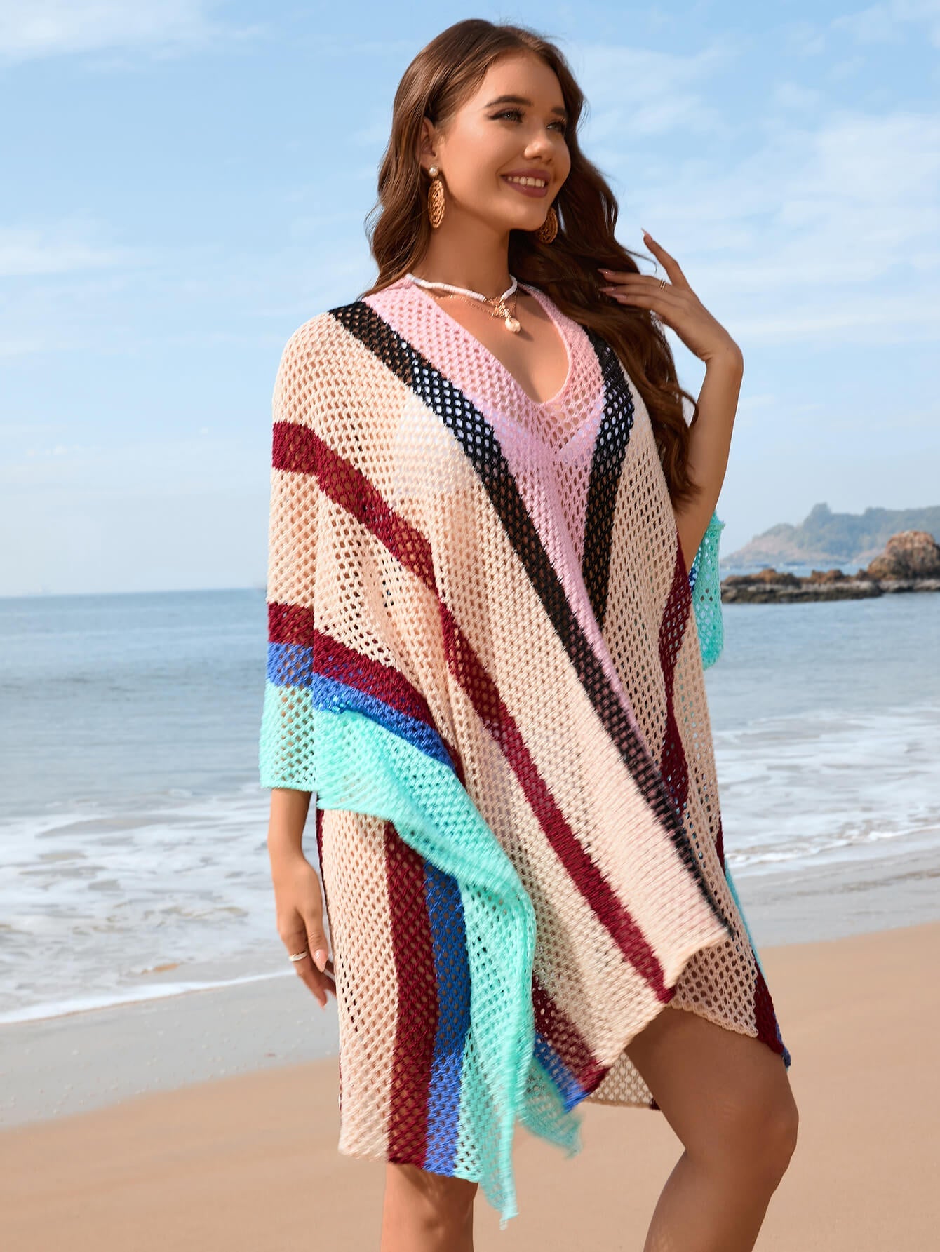 Pink Solstice Shores Crochet Cover-Up