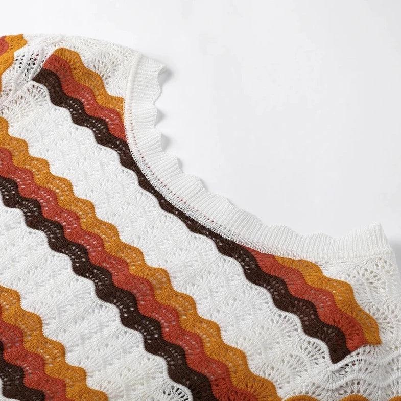 Golden Hour Ripple Knit Maxi Dress
