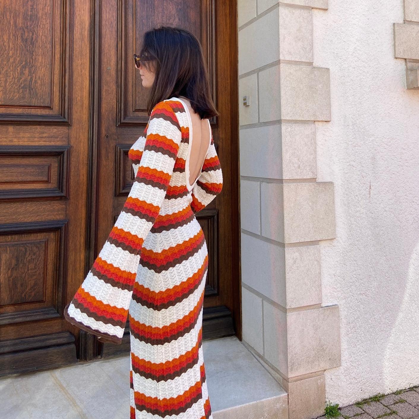 Golden Hour Ripple Knit Maxi Dress
