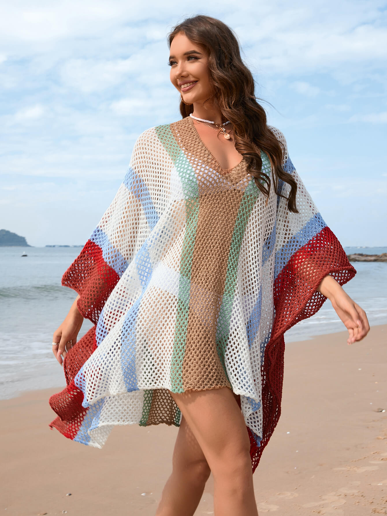 Red Solstice Shores Crochet Cover-Up