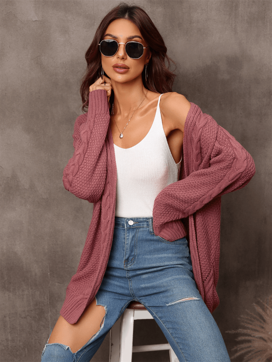 Rust Willow Breeze Cable Knit Cardigan