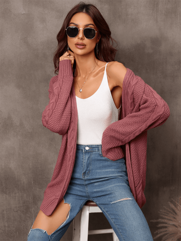 Rust Willow Breeze Cable Knit Cardigan