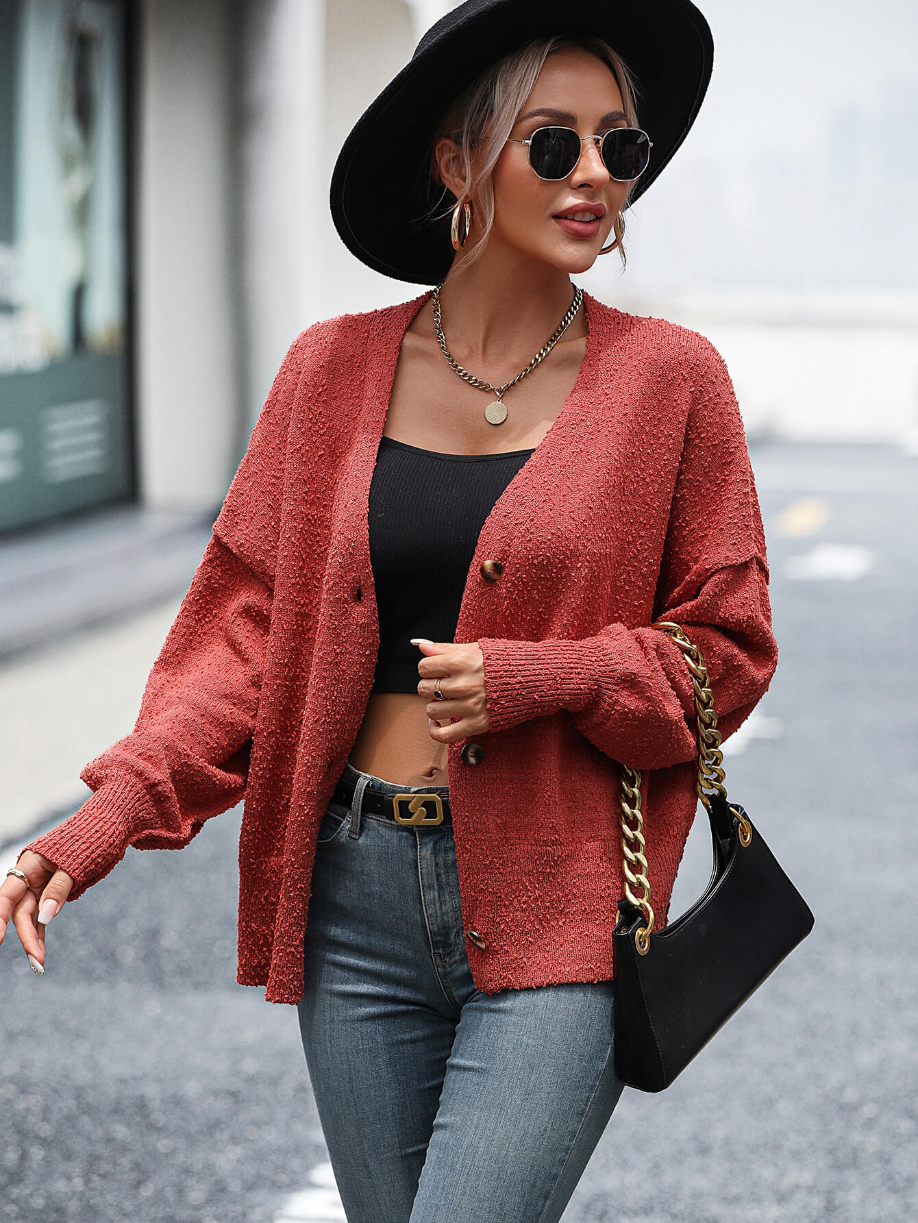 Red Shadow Lane Knit Cardigan