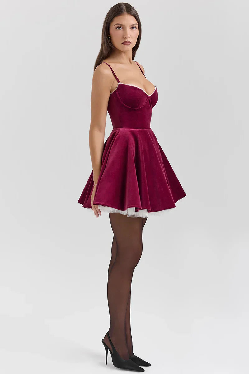 Burgundy Amalfi Corset Mini Dress